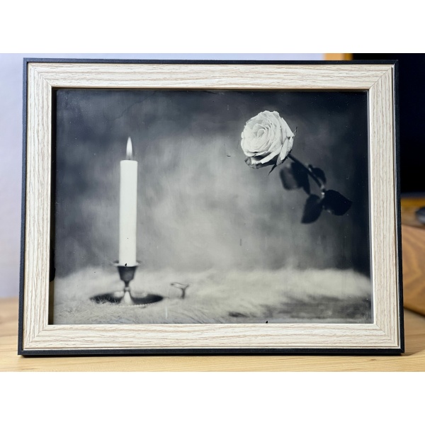 Photo collodion humide rose bougie